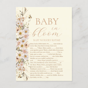 Carte Postale Jeu de Baby Shower Bohème Neutre pour Bébé en Fleu