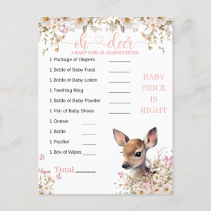 Carte Postale Jeu de Baby shower de cerfs de Woodland