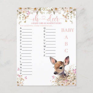 Carte Postale Jeu de Baby Shower sur le thème de la forêt et du