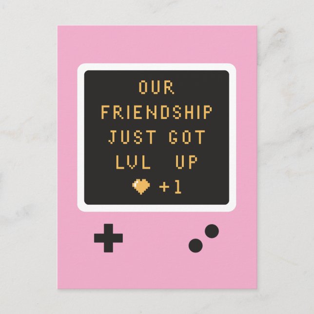 Carte Postale Jeu de console d'anniversaire Niveau d'amitié en h (Devant)