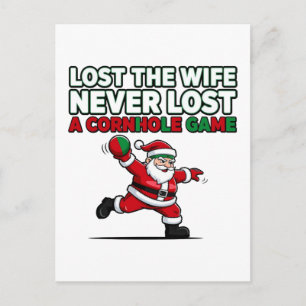 Carte Postale Jeu de cornhole de Noël avec Santa Citation drôle