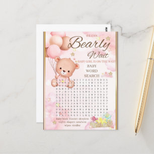 Carte Postale Jeu de Fille pour Baby Shower Ours