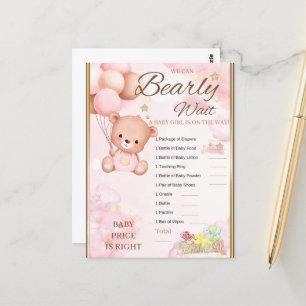 Carte Postale Jeu de Fille pour Baby Shower Ours