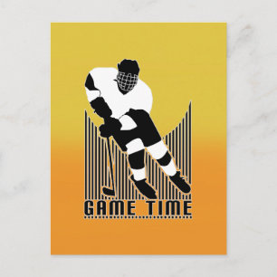 Carte Postale Jeu de hockey vintage Orange Jaune Sports