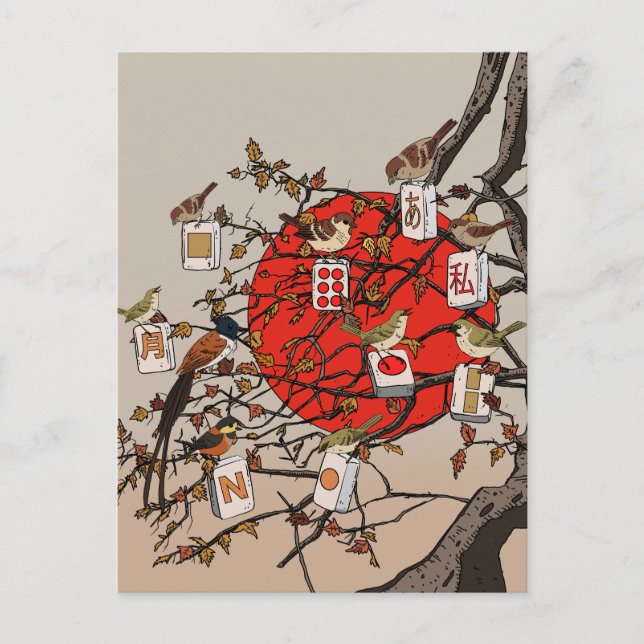 Carte Postale Jeu de Mahjong Birds (Devant)