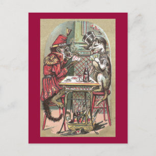 Carte Postale Jeu de poker entre singe et Bulldog