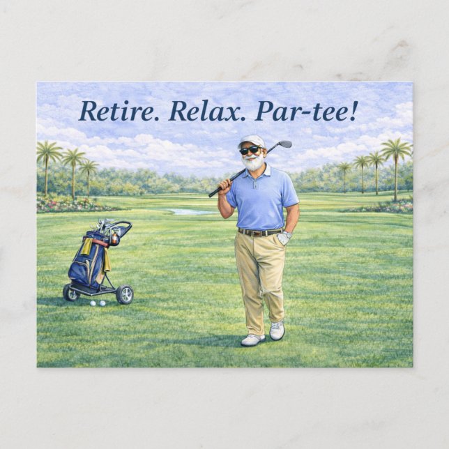 Carte Postale Jeu de retraite de golf. Ensemble. Golfeur souveni (Devant)