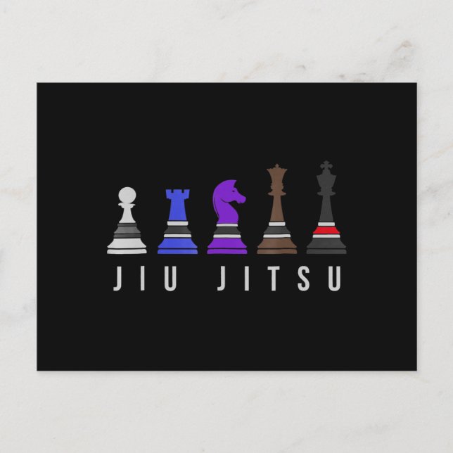 Carte Postale jeu d'échec jiu jitsu, cadeau bjj avec texte. (Devant)