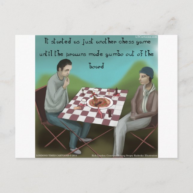 Carte Postale Jeu d'échecs cajun drôle de dessin animé (Devant)