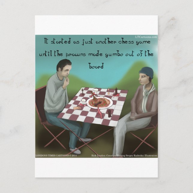 Carte Postale Jeu d'échecs cajun drôle de dessin animé (Devant)