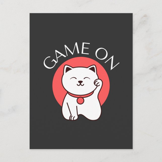 Carte Postale Jeu Japonais Sur Chat Charm - Bon Jeu (Devant)