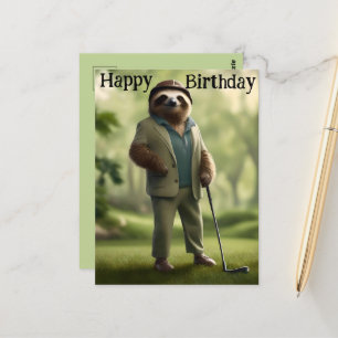 Carte Postale Jeu Sur : Sloth Golf Player,