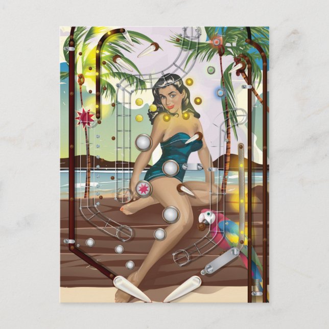 Carte Postale Jeu vintage de Pinball Machine (Devant)