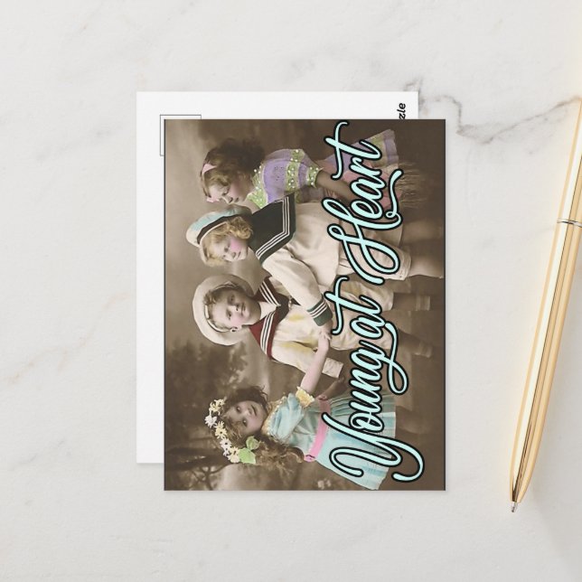 Carte postale Jeune au coeur Enfants Vintages Joue (Devant/Arrière en situation)