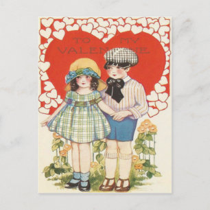 Carte Postale Jeune Couple Cœur Cœurs Marguerite