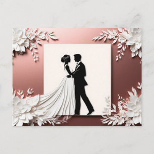 Carte Postale Jeune couple de mariés s'étreignant avec un accent