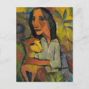 Carte Postale Jeune femme avec chat par Dorothea Maetzel-Johanns