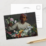 Carte Postale Jeune femme avec des pivoines | Fré dé ric Bazil<br><div class="desc">Young Woman with Peonies (1870) de l'impressionniste français Fré dé ric Bazille. L'oeuvre d'origine est une peinture à l'huile sur toile représentant une femme noire avec un large éventail de fleurs. Utilisez les outils de conception pour ajouter du texte personnalisé ou personnaliser l'image.</div>