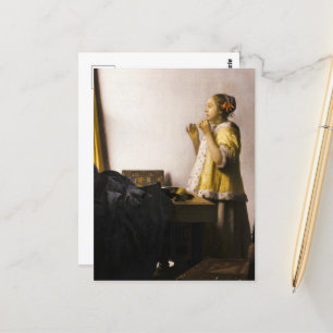 Carte Postale Jeune femme avec un collier de perles, 1662 par Ve