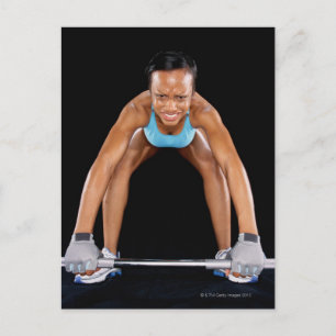 Carte Postale Jeune femme levant cloche, portrait