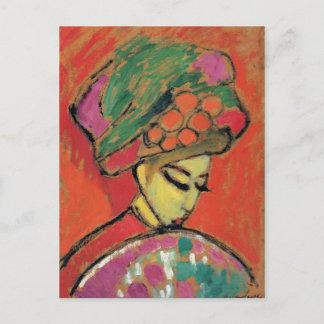 Carte Postale Jeune fille avec Casquette à fleurs Jawlensky Fine