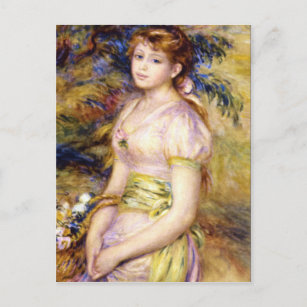 Carte Postale Jeune fille avec un panier de fleurs de Renoir
