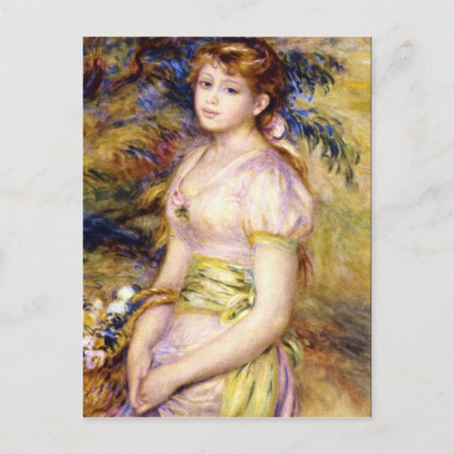 Carte Postale Jeune fille avec un panier de fleurs de Renoir (Devant)