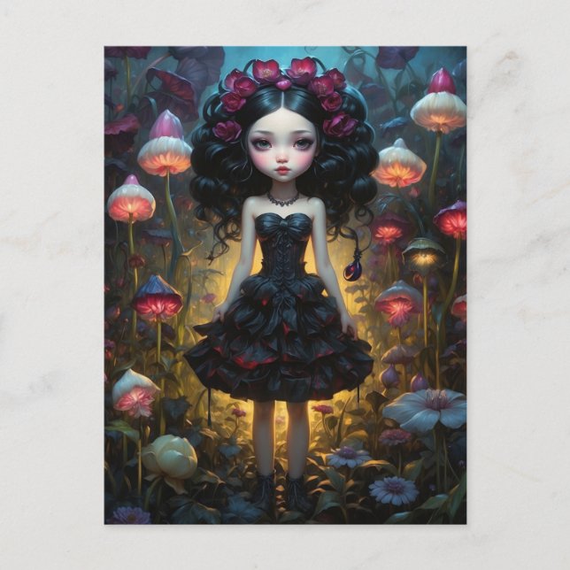 Carte Postale Jeune fille - Champignons (Devant)