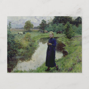 Carte Postale Jeune fille dans les champs,