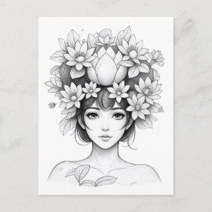Carte Postale Jeune fille lotus