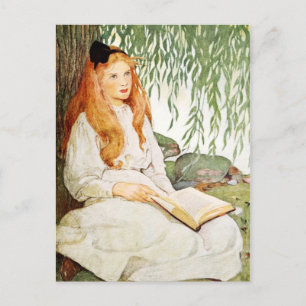 Carte Postale Jeune fille qui lit sous le Willow tree