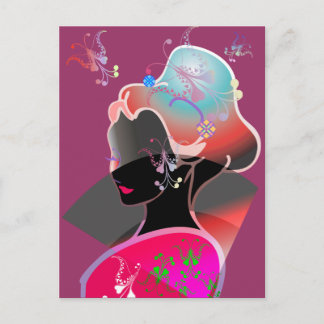 CARTE POSTALE JEUNE GEISHA KIMONO