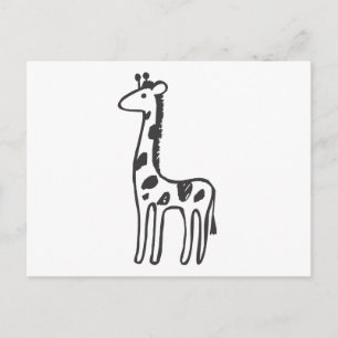 Carte Postale Jeune girafe en croquis noir et blanc