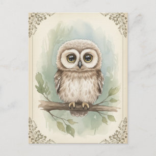 Carte postale Jeune hibou Bébé Animaux sauvages