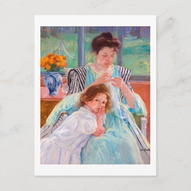 Carte Postale Jeune mère coudre, Mary Cassatt (Devant)