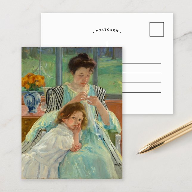Carte Postale Jeune mère coudre | Mary Cassatt