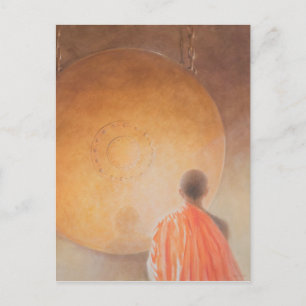 Carte Postale Jeune moine bouddhiste et Gong Bhoutan 2010