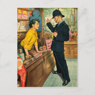 Carte Postale Jeune policier drague la vendeuse