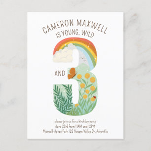 Carte Postale Jeune sauvage et trois nature inspiré Anniversaire