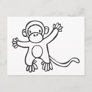 Carte Postale Jeune singe en noir et blanc