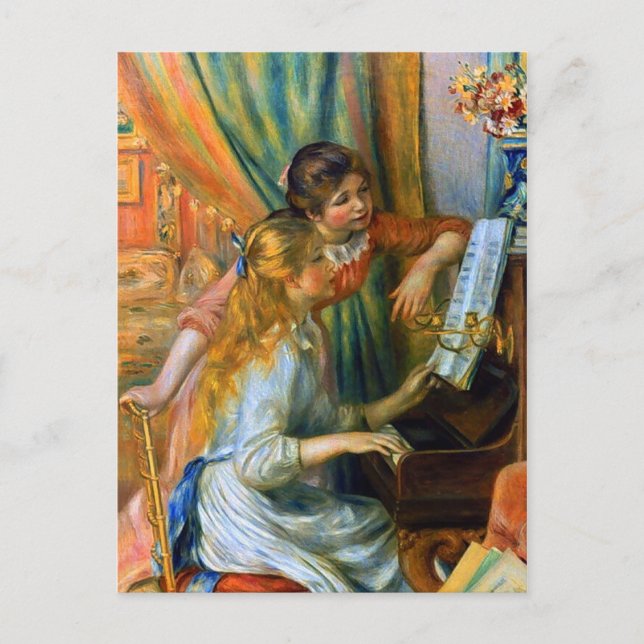 Carte Postale Jeunes filles au piano par Pierre Renoir (Devant)