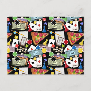 Carte Postale Jeux de société pour soirée de jeux Snacks Fête