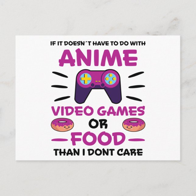 Carte Postale Jeux Vidéo Anime Nourriture Manga Japon Fun Kawaii (Devant)