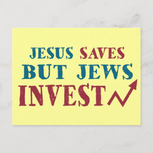 Carte Postale Jews Invest - humour financier juif
