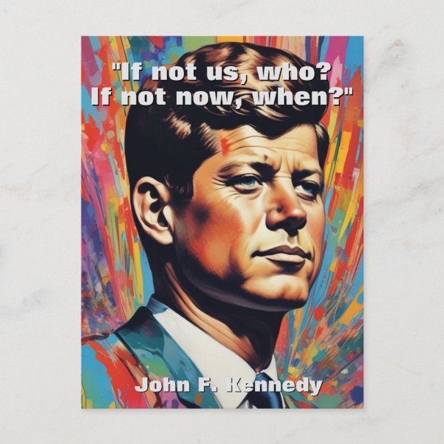 Carte Postale JFK John F. Kennedy Citation Inspiration Motivatio (Devant)