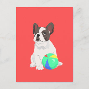 Carte Postale Jim The French Bulldog joue avec son ballon