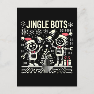 Carte Postale Jingle Bots Festive Robots de vacances avec chapea
