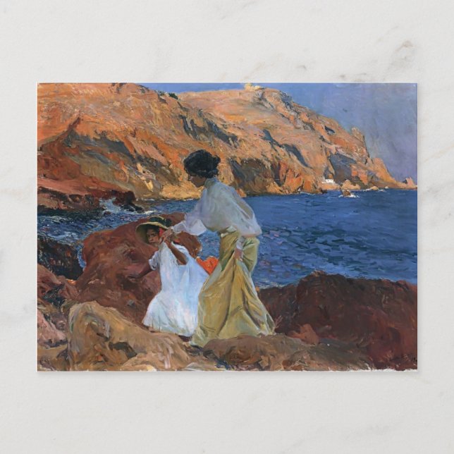 Carte Postale Joaquín Sorolla - Clotilde et Elena sur les Rocher (Devant)