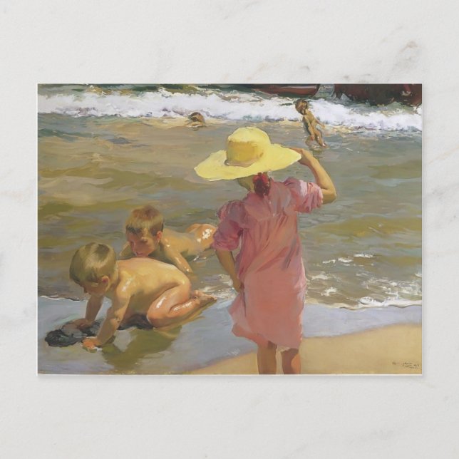 Carte Postale Joaquín Sorolla - Enfants en bord de mer (Devant)