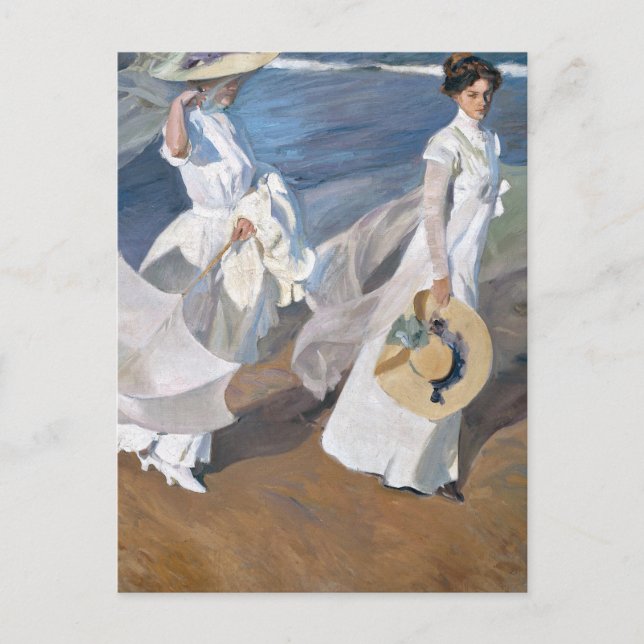 Carte Postale Joaquin Sorolla - Femmes marchant sur la plage (Devant)